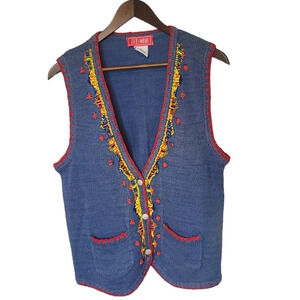 VTG Ivy Wear Navajo Beaded Silk Blend Sweater Vest